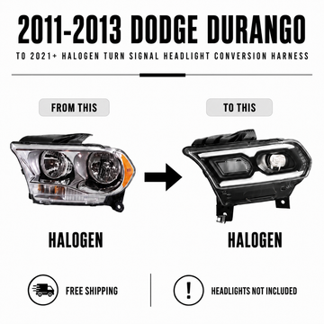 2011-13 Dodge Durango To 2021+ Headlight w/Halogen Turn Bulb Conversion Cables