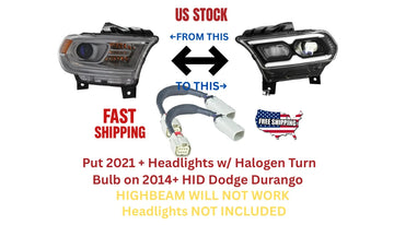 2014+ HID Dodge Durango To 2021+ Headlight w/Halogen Turn Bulb Conversion Cables