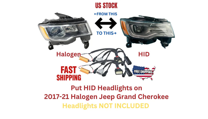 2017-2021 Jeep Grand Cherokee Halogen to HID Headlight Conversion Cables PNP